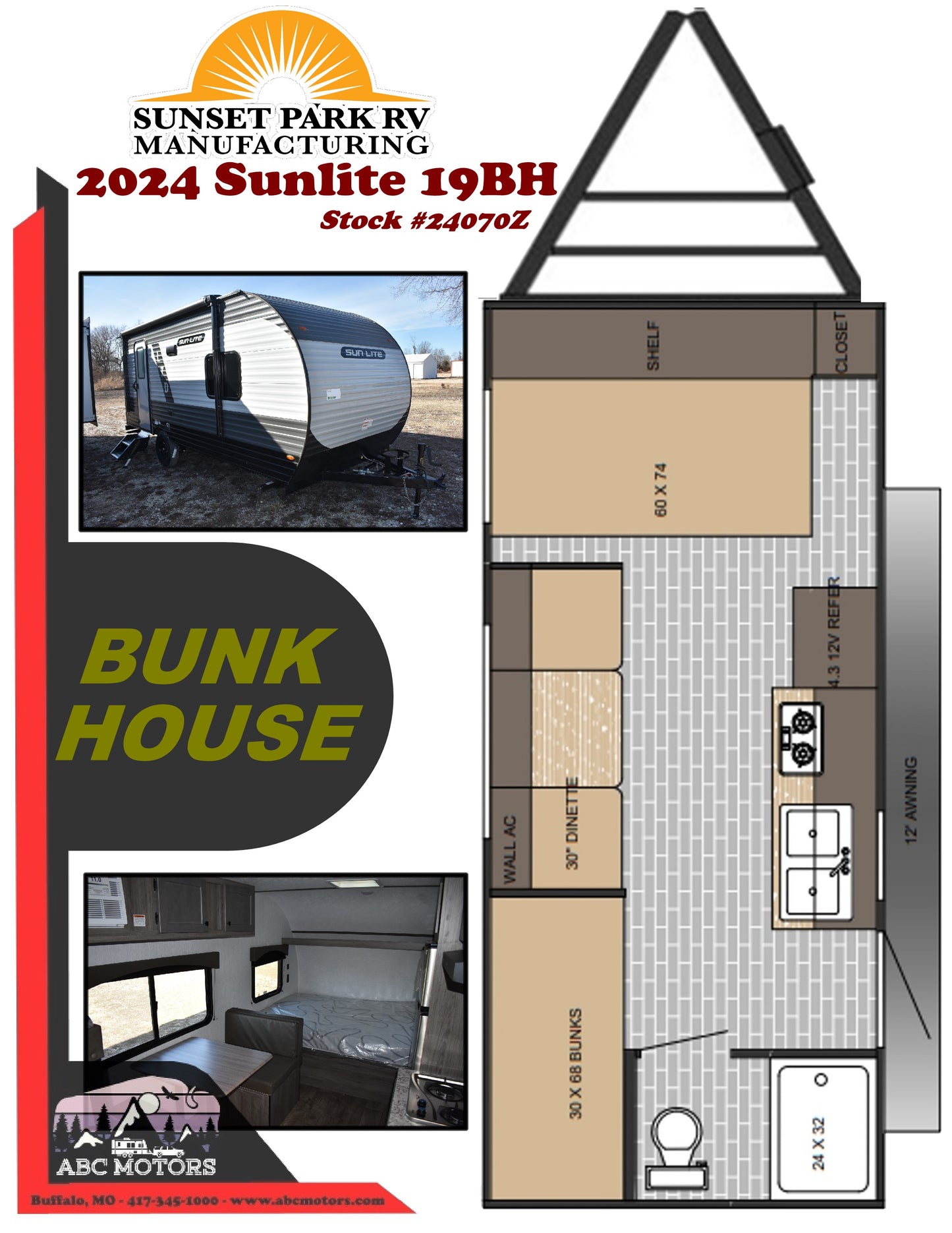 2024 Sunset Park Sunlite 19BH Camper - Length 21FT