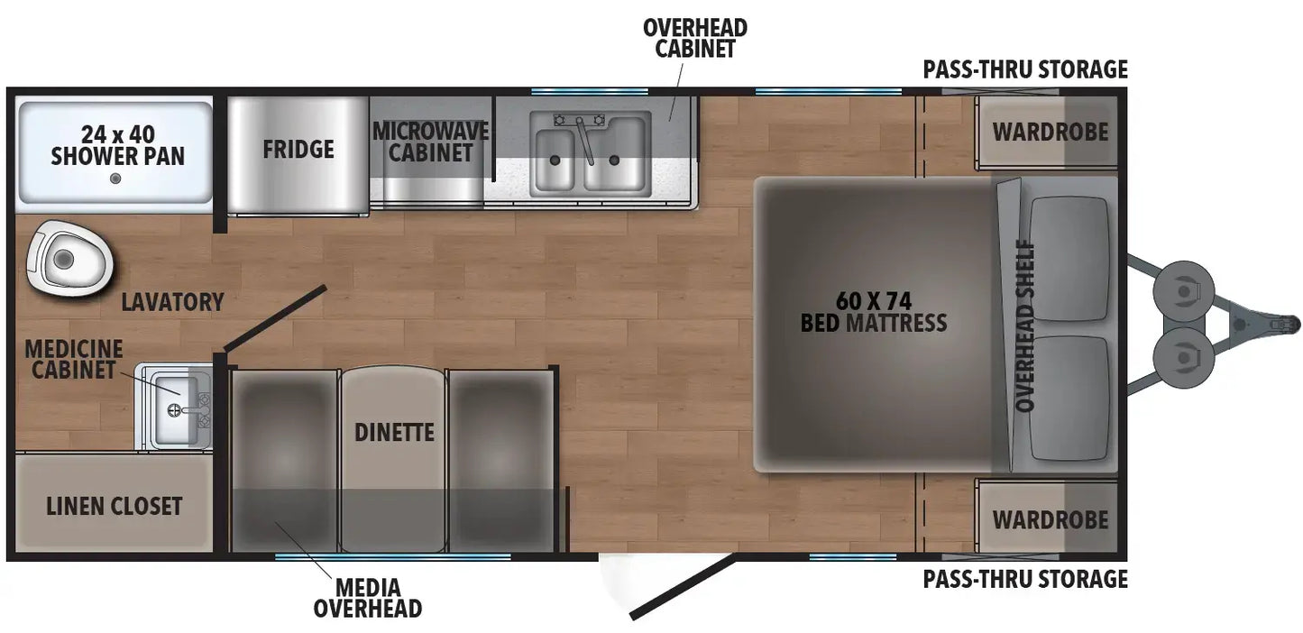 Forest River Shasta Oasis - 18FQ Floorplan - Travel Trailer RV - 2024 Edition